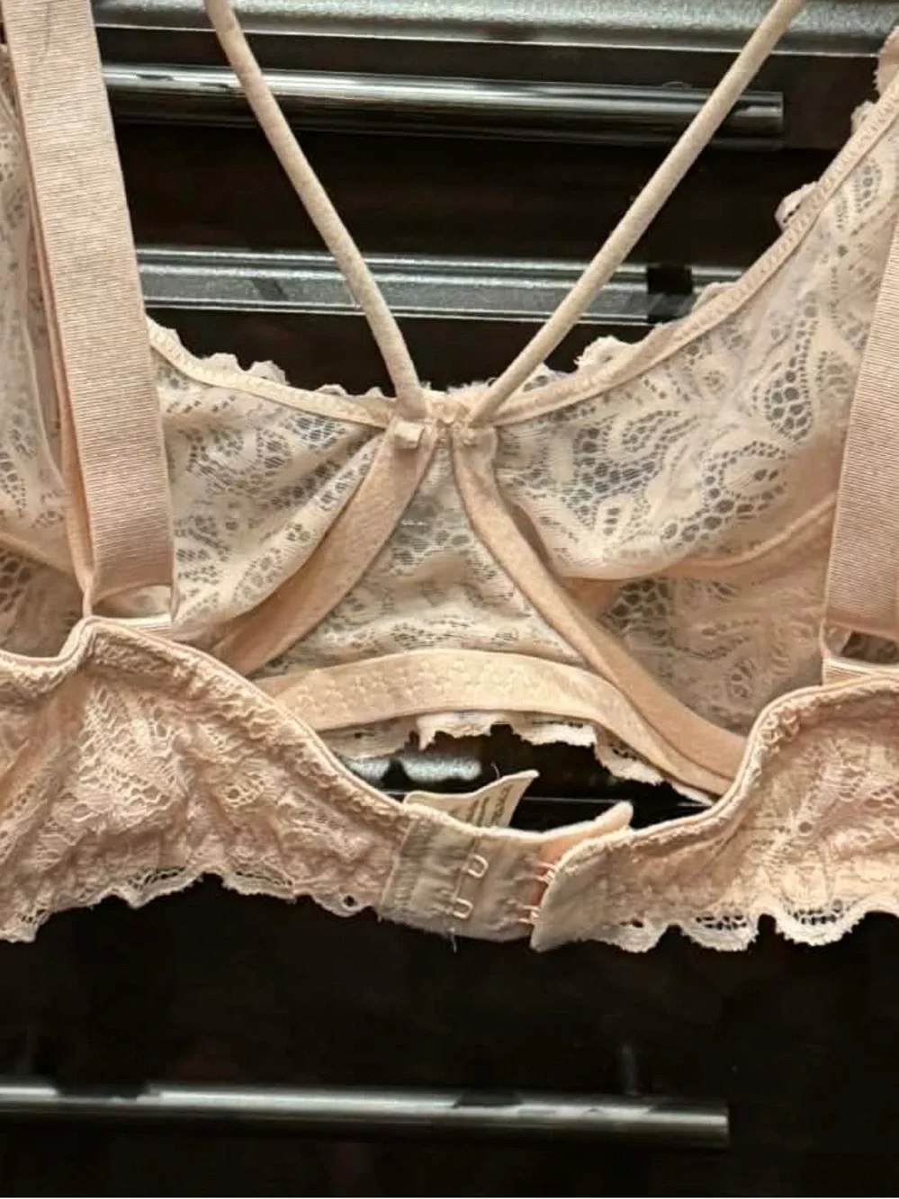 Lace Underwire Bralette with Strappy Back in Blush 38DD